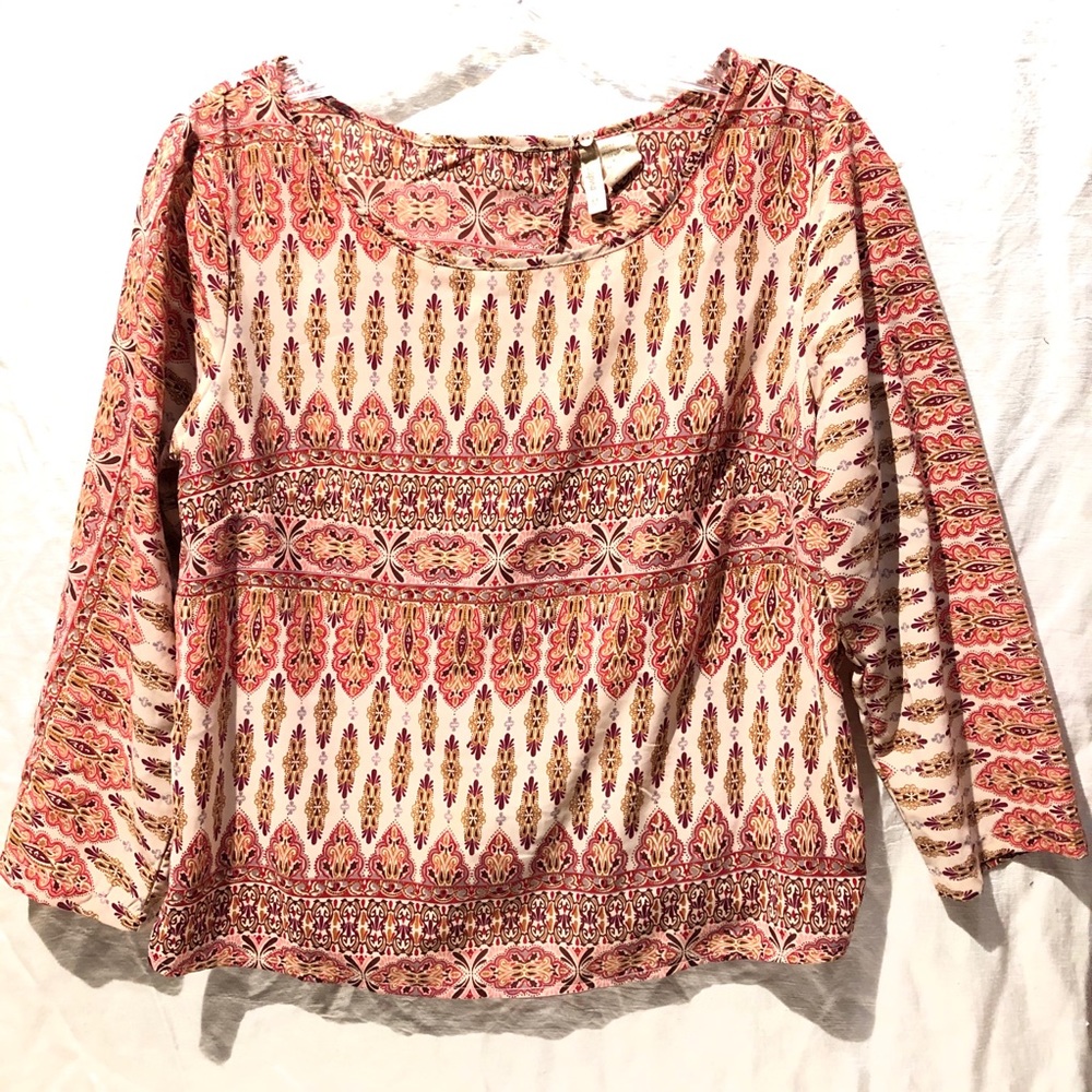 Japna Medium Knotted Open Back Boho Print Top